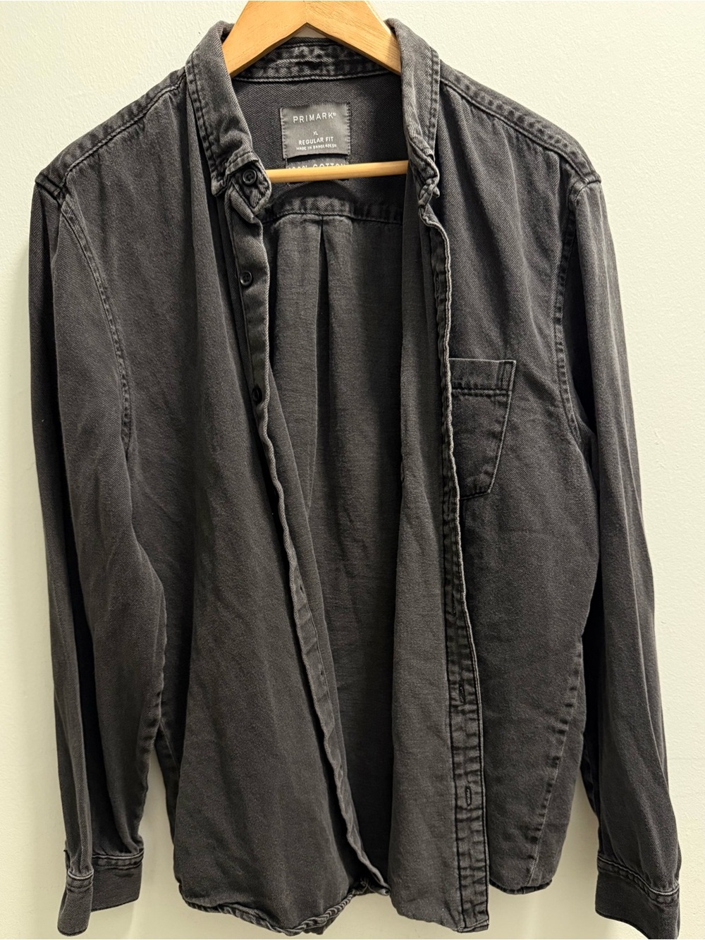 Primark Men's Washed Charcoal Button-Up Shirt Jacket